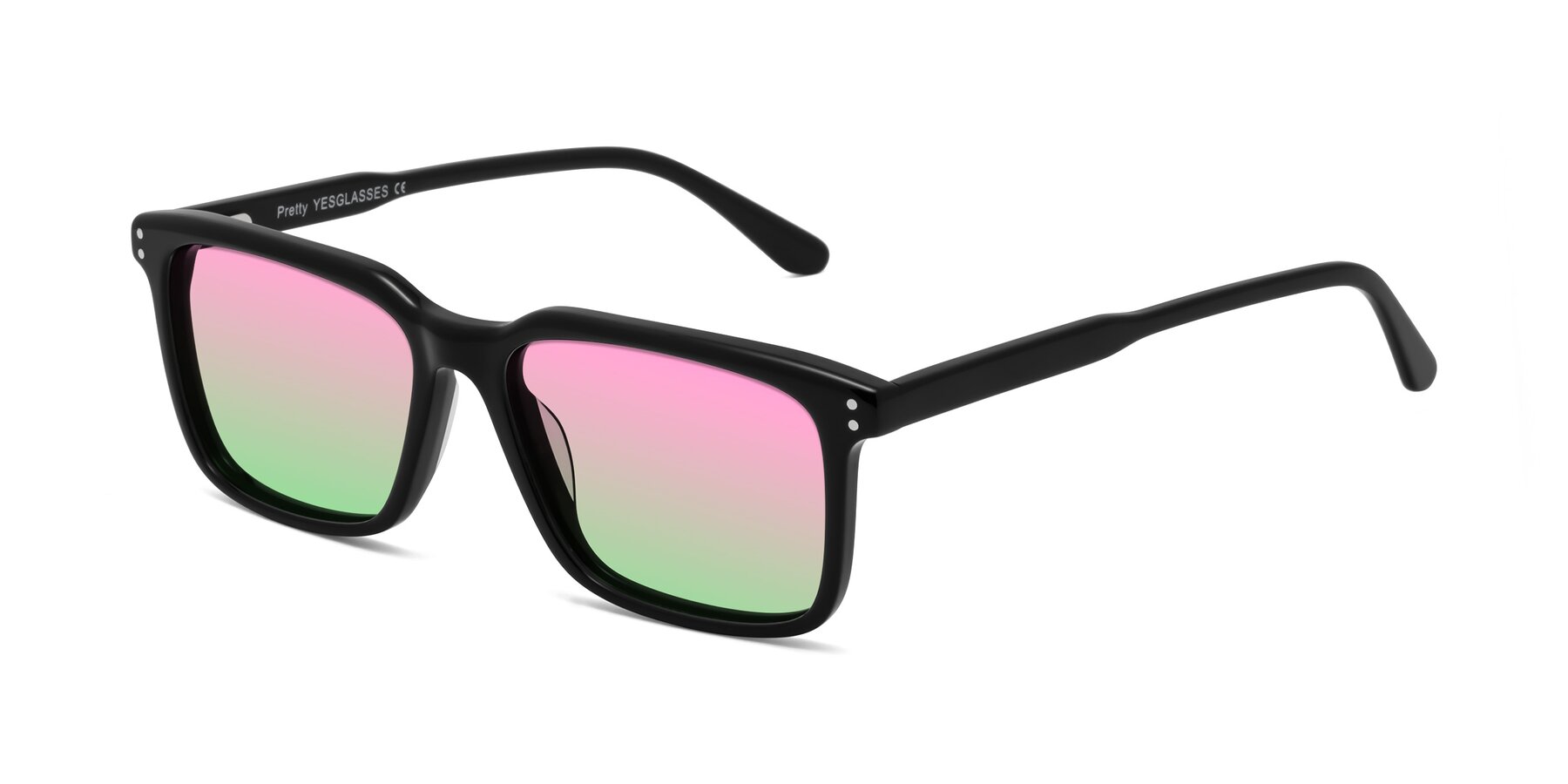 Angle of Pretty in Black with Pink / Green Gradient Lenses