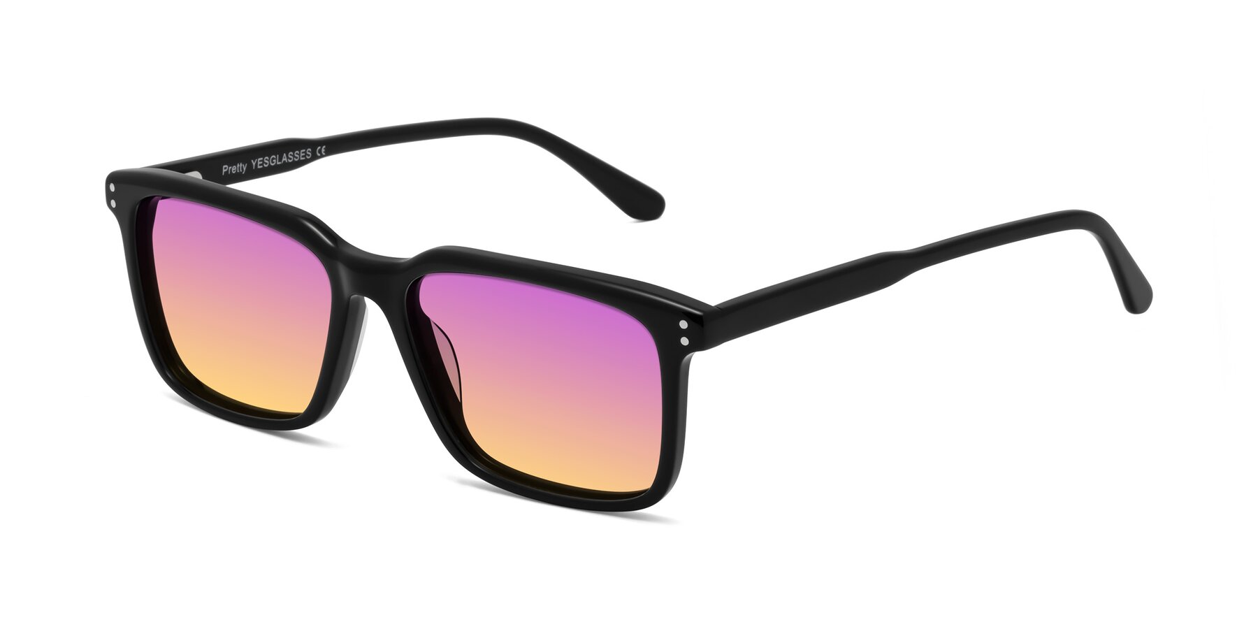 Angle of Pretty in Black with Purple / Yellow Gradient Lenses