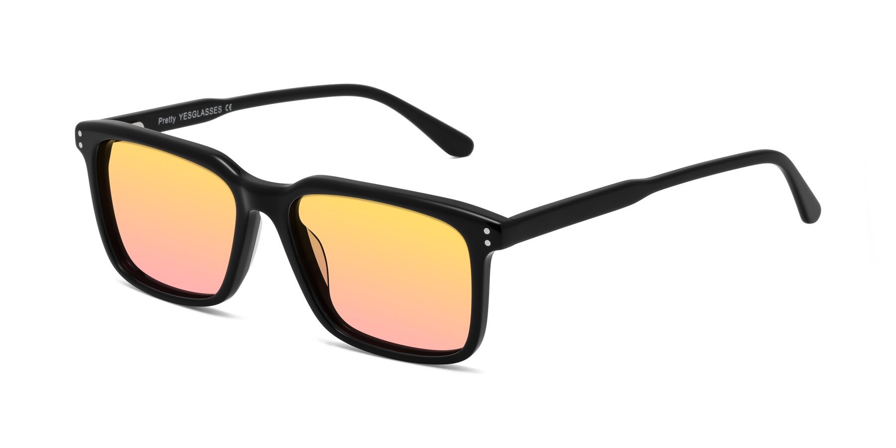 Angle of Pretty in Black with Yellow / Pink Gradient Lenses