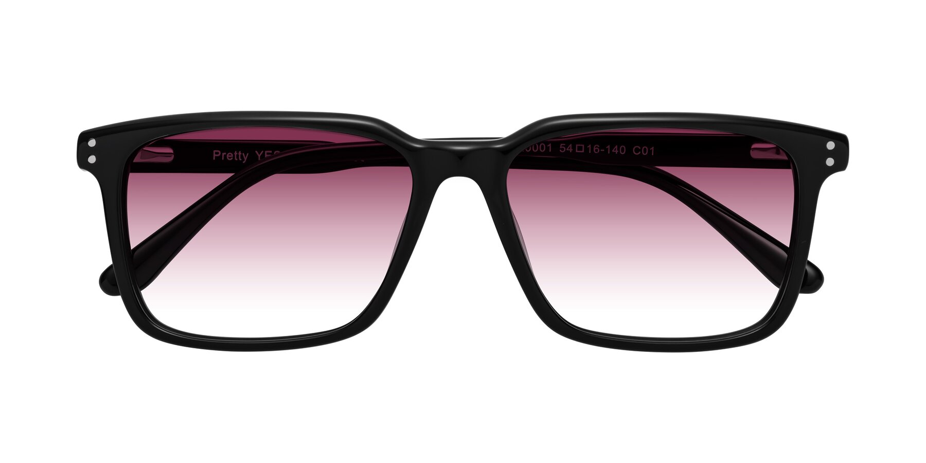 Folded Front of Pretty in Black with Wine Gradient Lenses