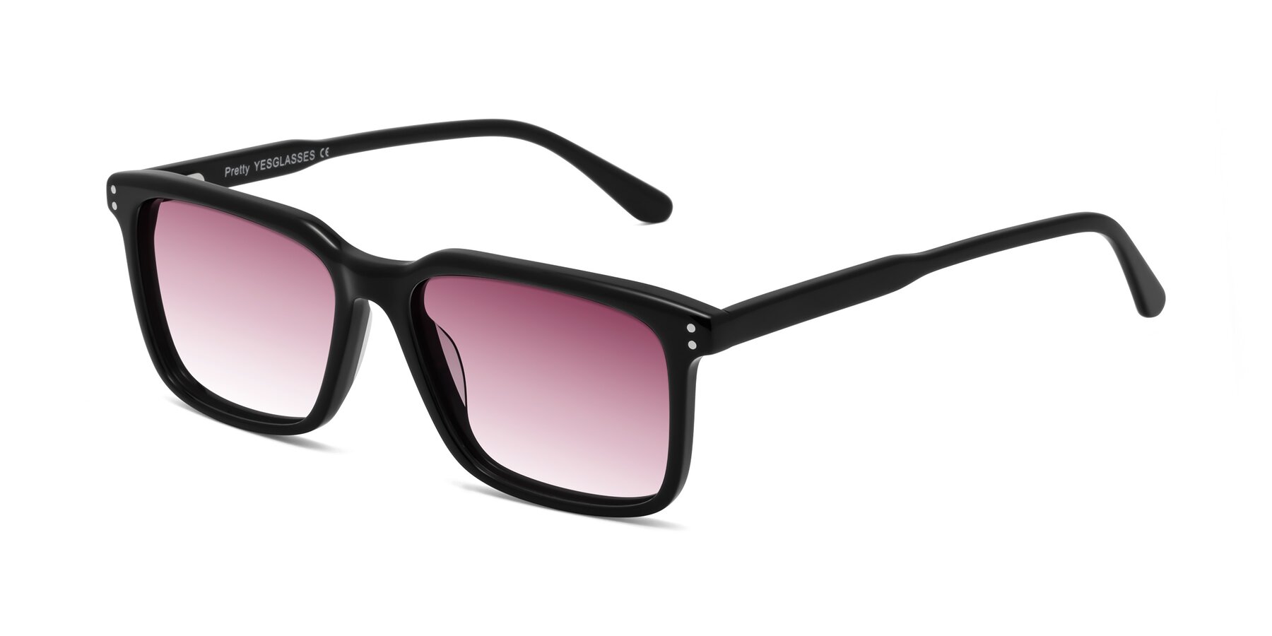 Angle of Pretty in Black with Wine Gradient Lenses