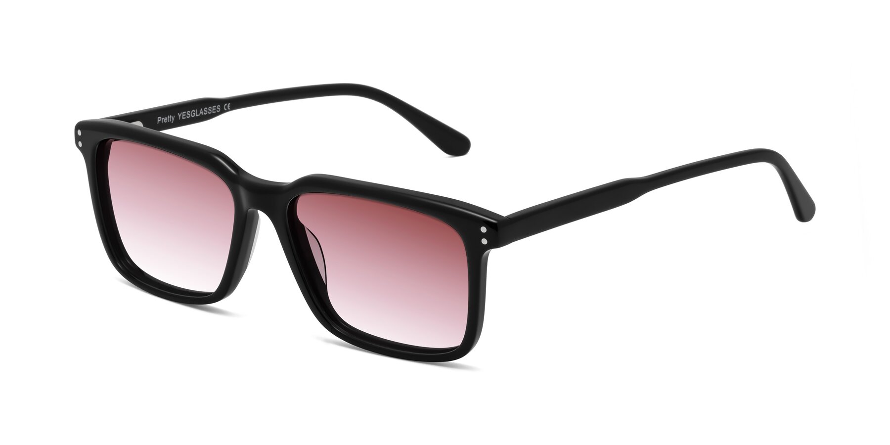 Angle of Pretty in Black with Garnet Gradient Lenses