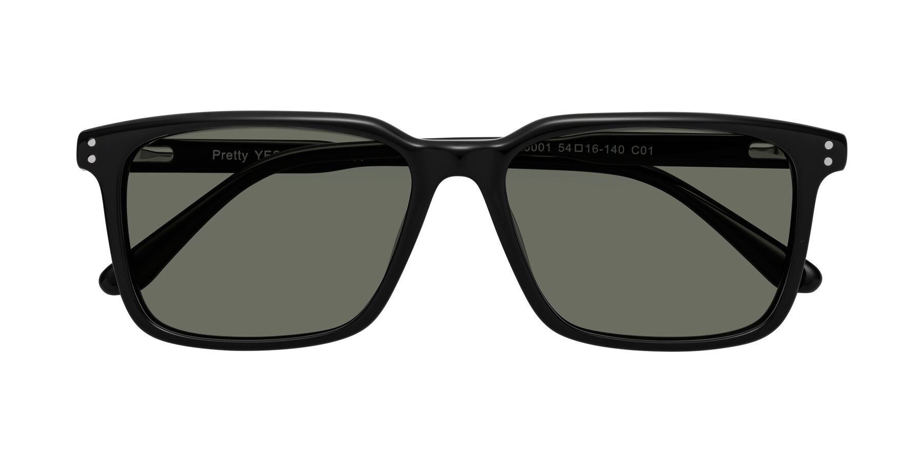 Folded Front of Pretty in Black with Gray Polarized Lenses