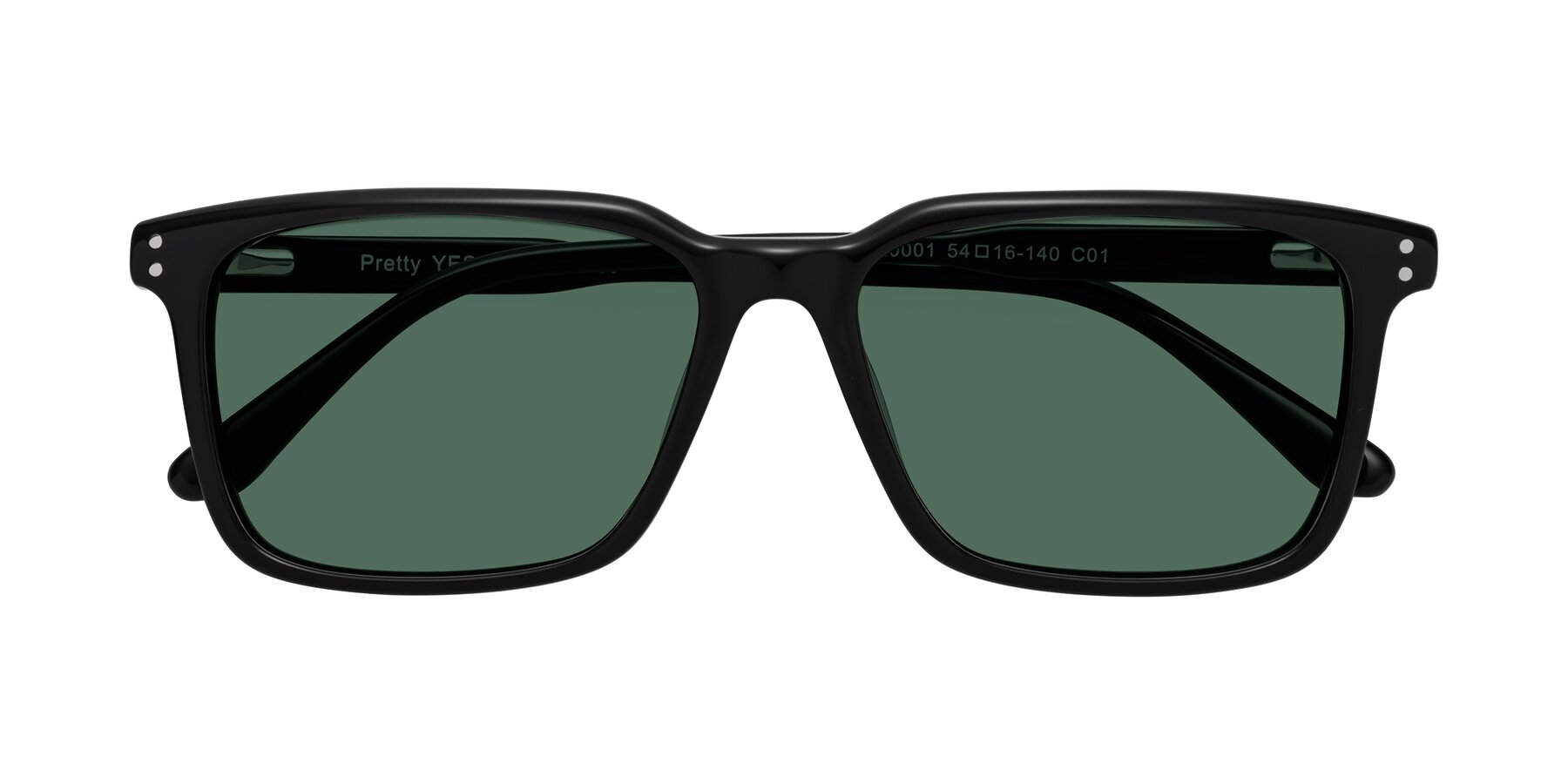 Folded Front of Pretty in Black with Green Polarized Lenses