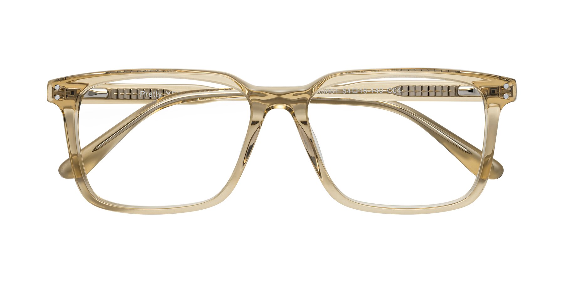 Folded Front of Pretty in Champagne with Clear Eyeglass Lenses