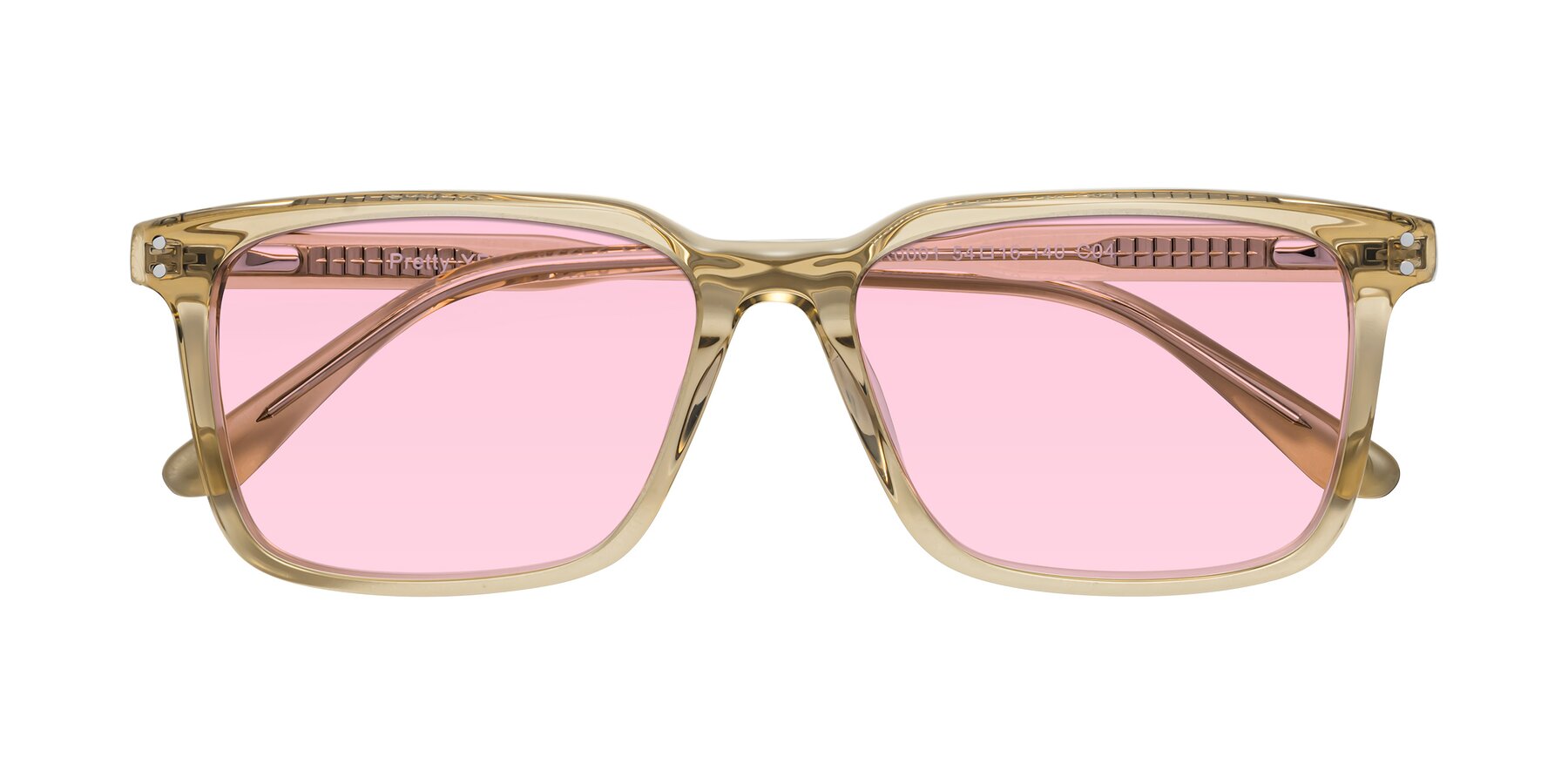 Folded Front of Pretty in Champagne with Light Pink Tinted Lenses