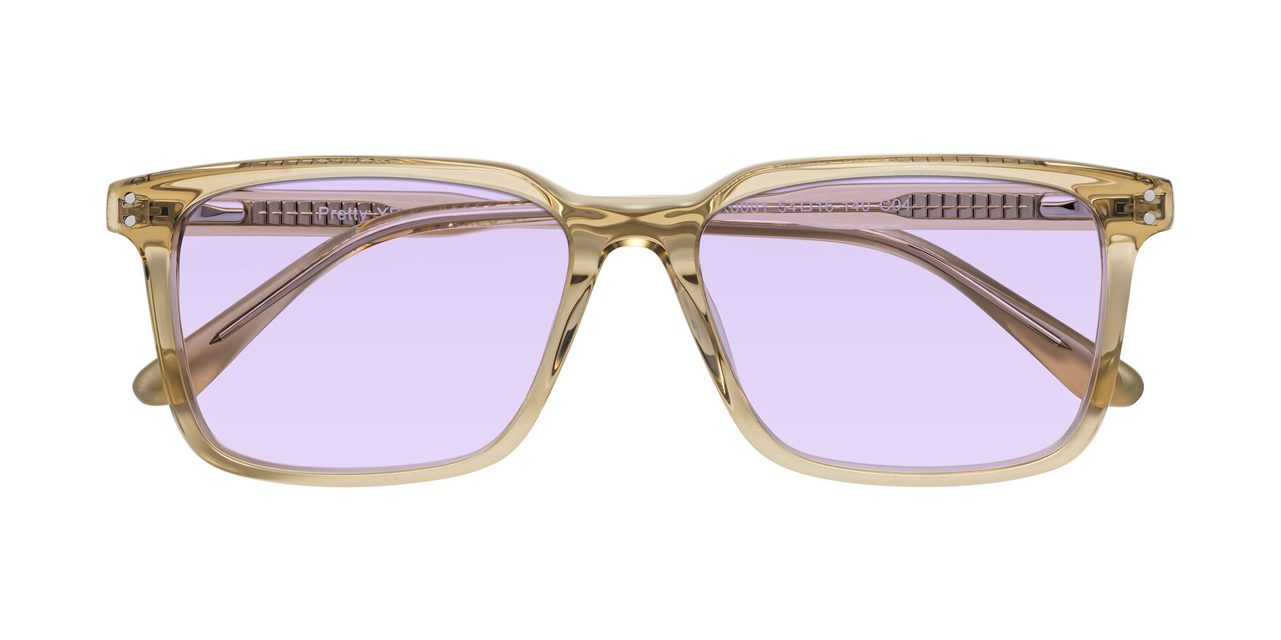 Folded Front of Pretty in Champagne with Light Purple Tinted Lenses