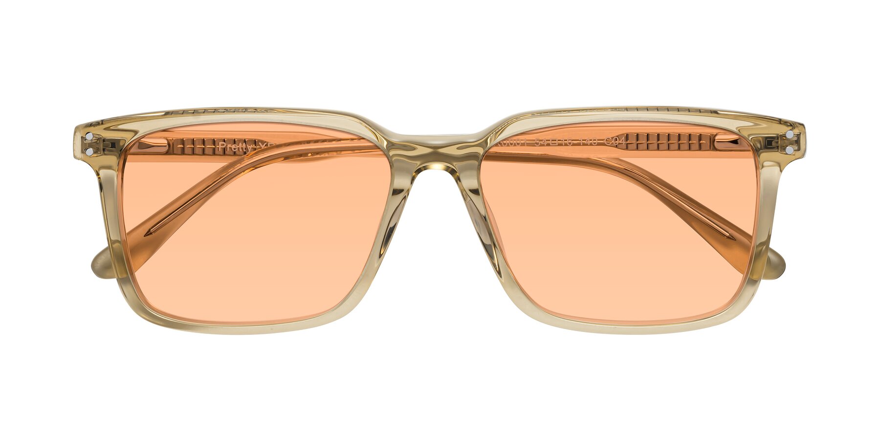 Folded Front of Pretty in Champagne with Light Orange Tinted Lenses