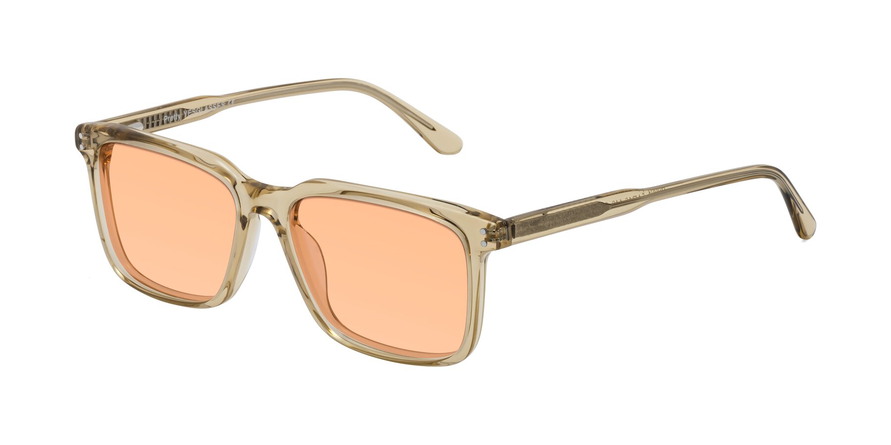 Angle of Pretty in Champagne with Light Orange Tinted Lenses