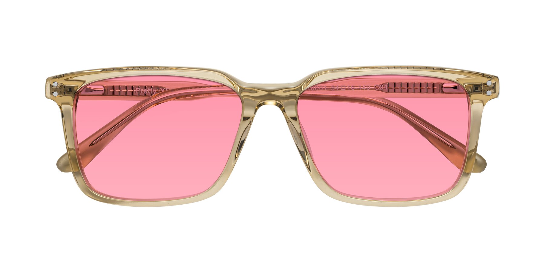 Folded Front of Pretty in Champagne with Pink Tinted Lenses