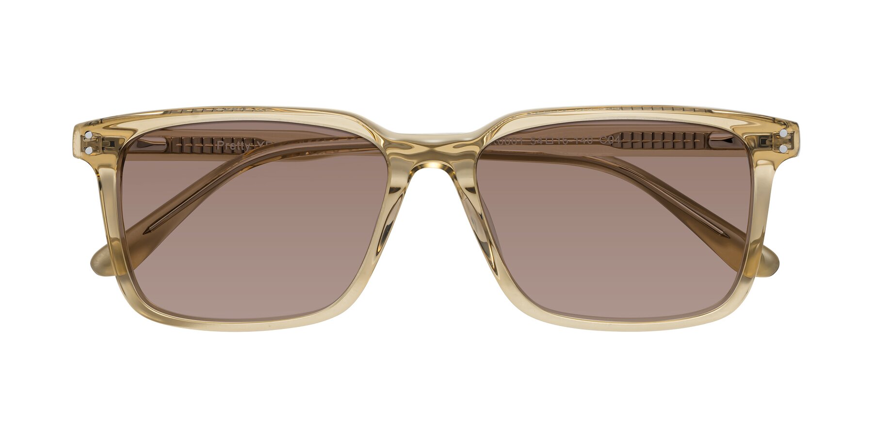 Folded Front of Pretty in Champagne with Medium Brown Tinted Lenses