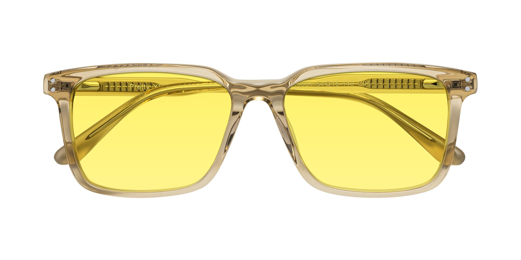 Folded Front of Pretty in Champagne with Medium Yellow Tinted Lenses