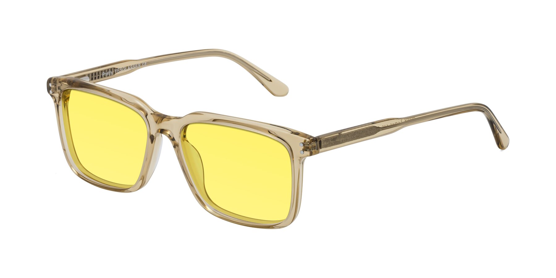 Angle of Pretty in Champagne with Medium Yellow Tinted Lenses