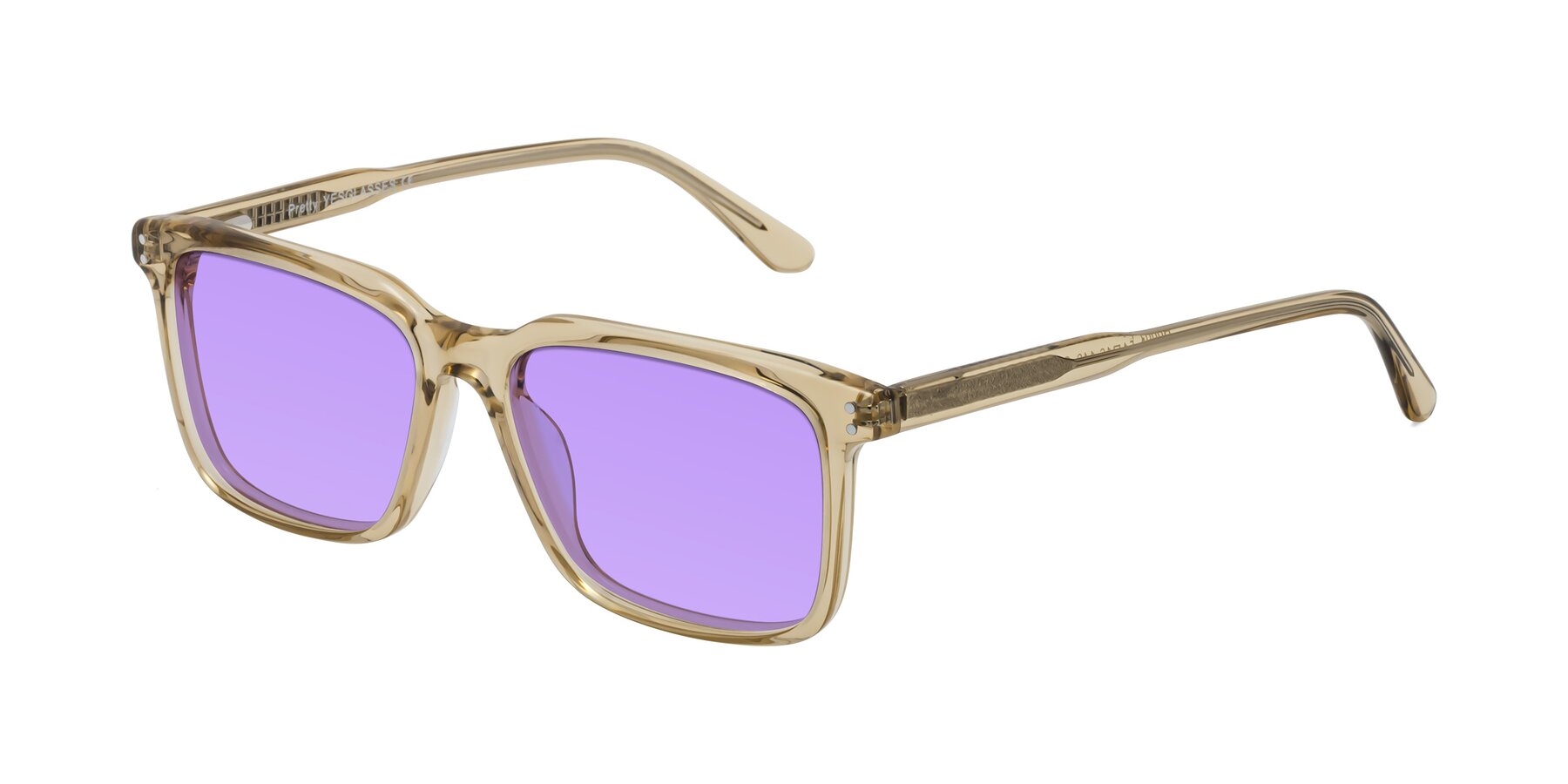 Angle of Pretty in Champagne with Medium Purple Tinted Lenses