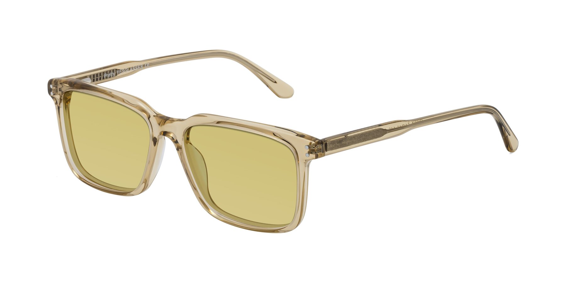 Angle of Pretty in Champagne with Medium Champagne Tinted Lenses