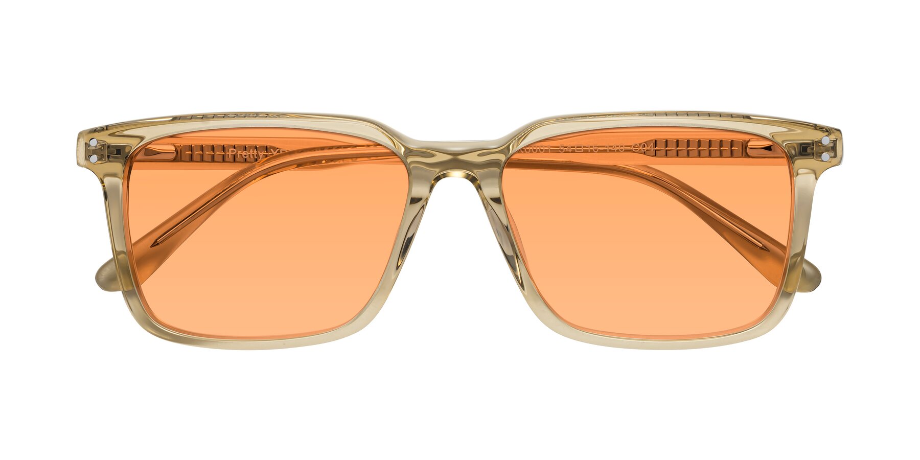 Folded Front of Pretty in Champagne with Medium Orange Tinted Lenses