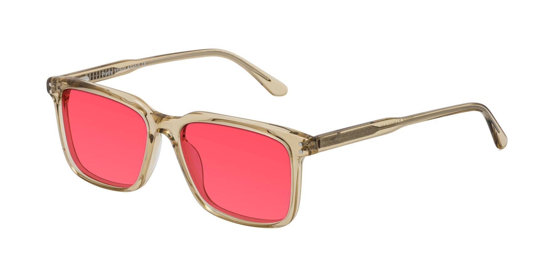 Angle of Pretty in Champagne with Red Tinted Lenses