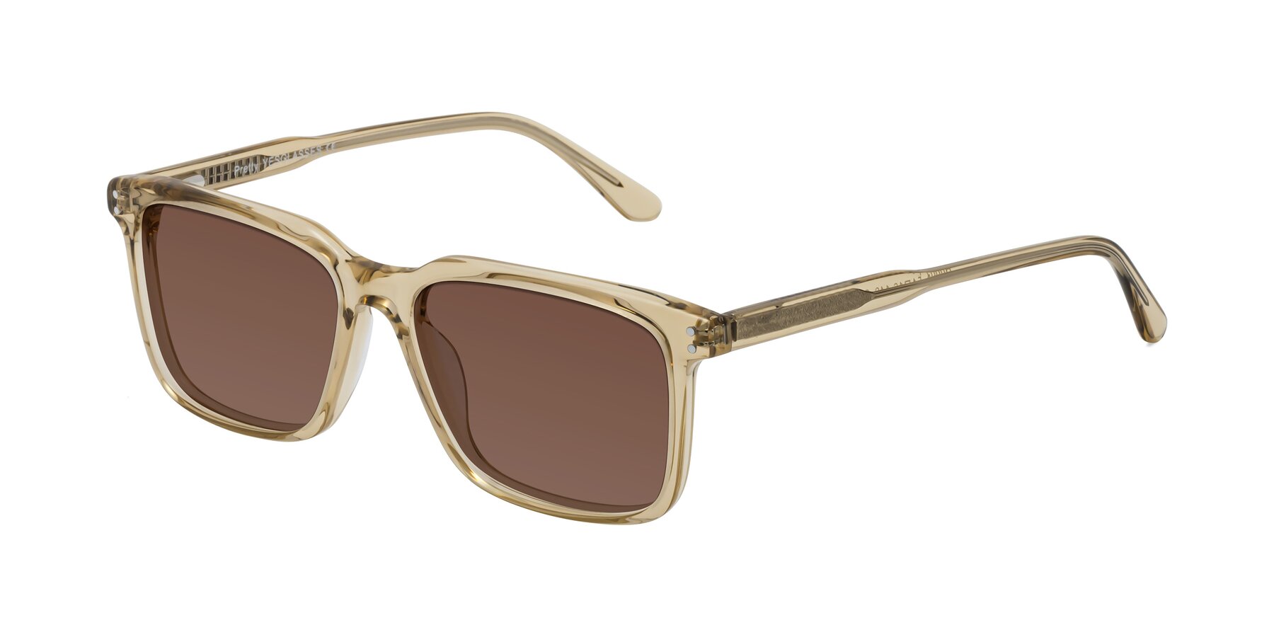 Angle of Pretty in Champagne with Brown Tinted Lenses