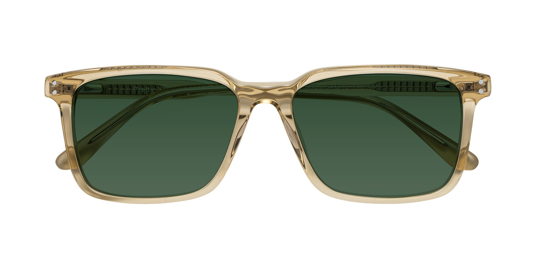 Folded Front of Pretty in Champagne with Green Tinted Lenses