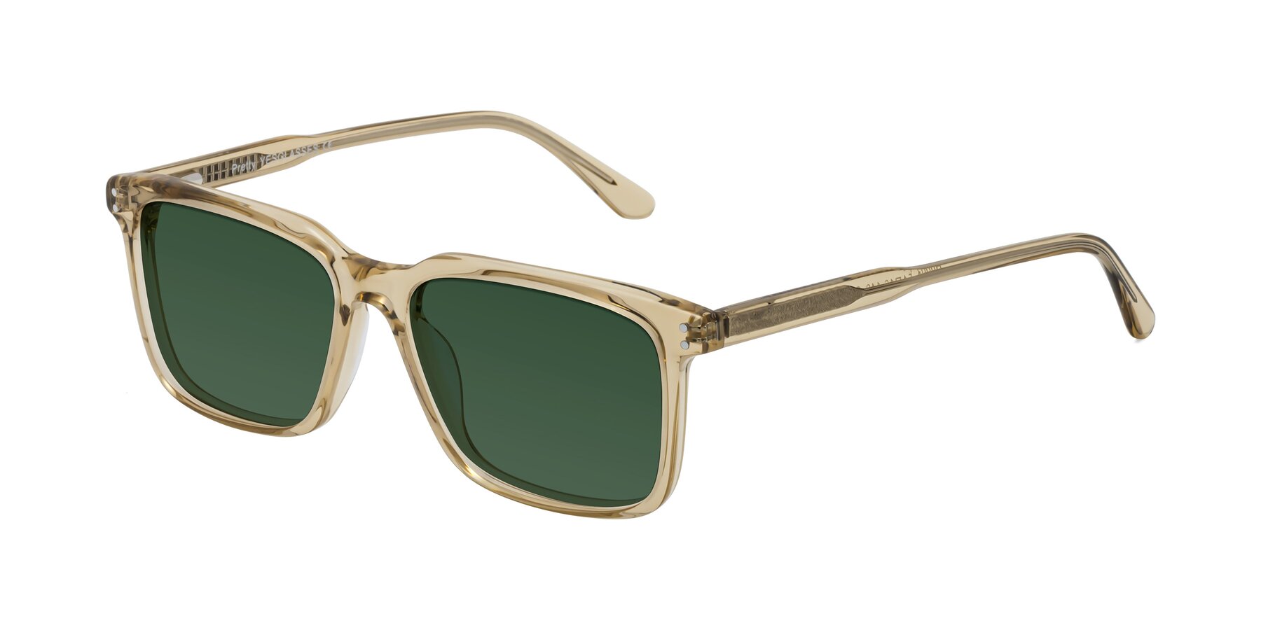 Angle of Pretty in Champagne with Green Tinted Lenses