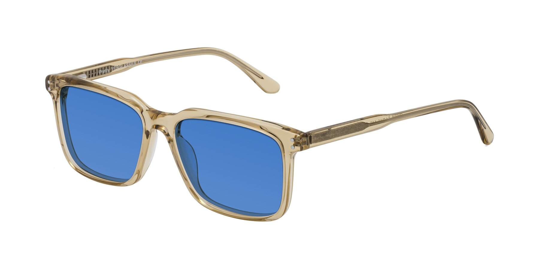 Angle of Pretty in Champagne with Blue Tinted Lenses