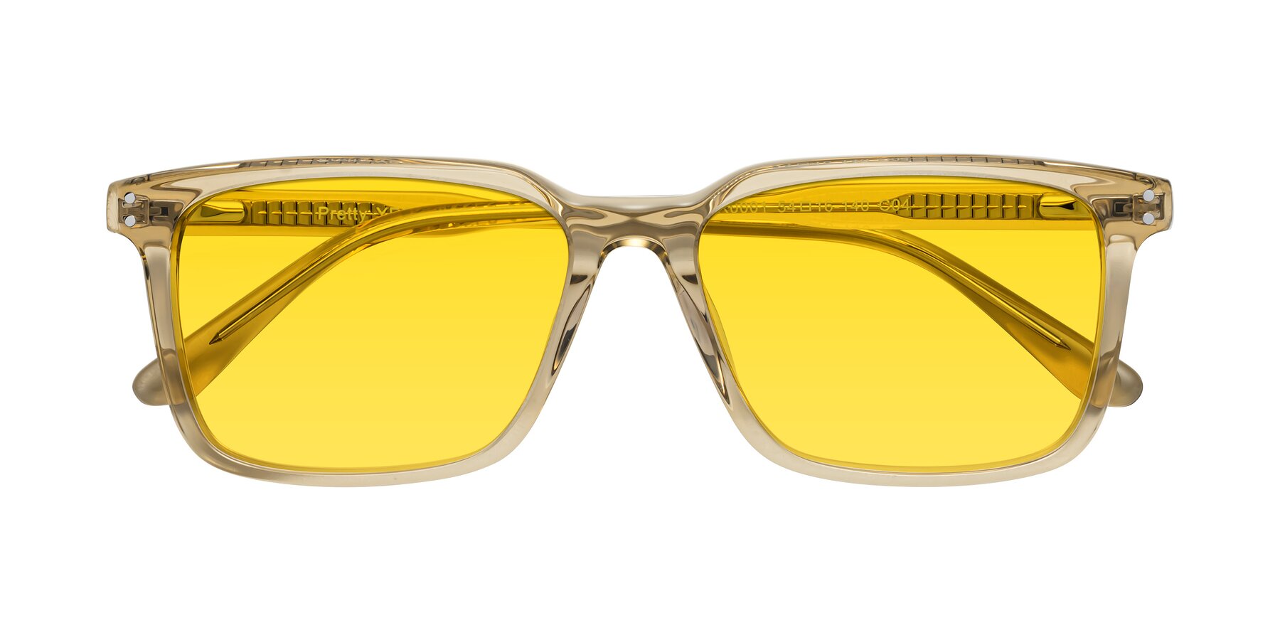 Folded Front of Pretty in Champagne with Yellow Tinted Lenses