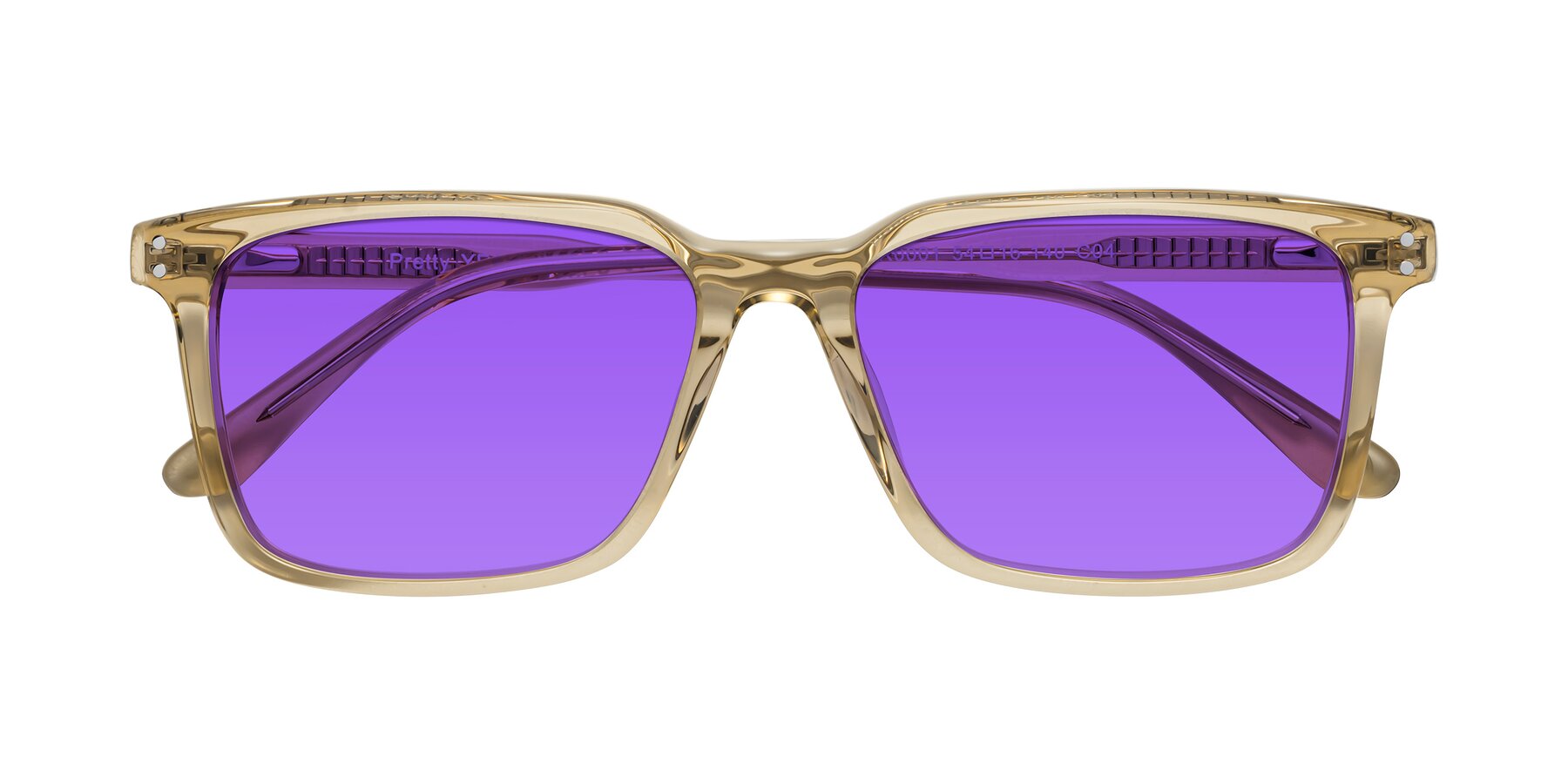 Folded Front of Pretty in Champagne with Purple Tinted Lenses