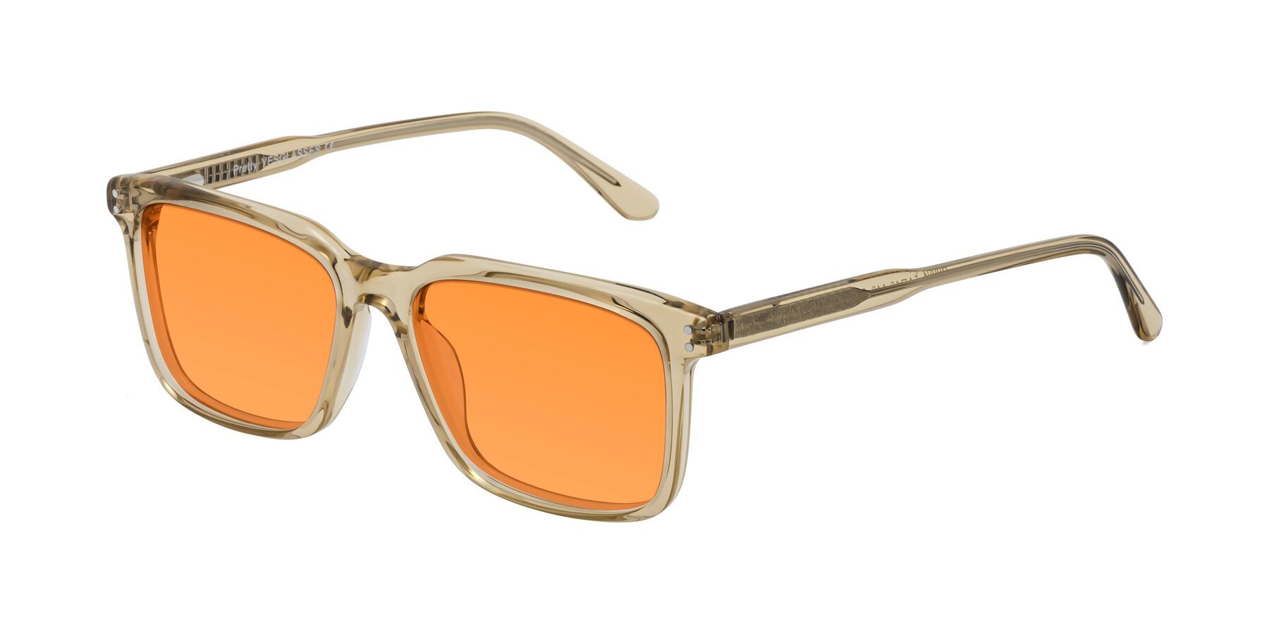 Angle of Pretty in Champagne with Orange Tinted Lenses