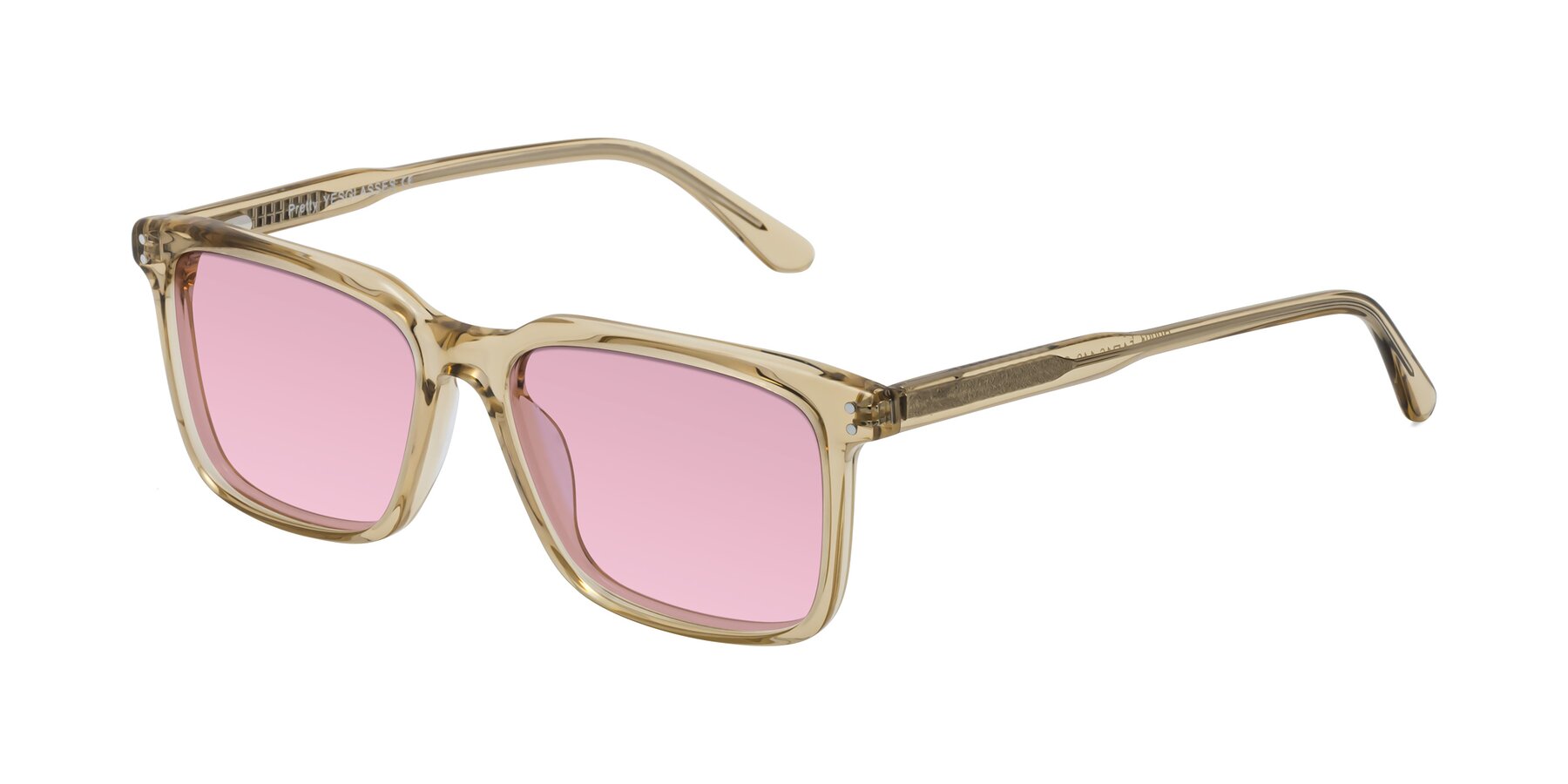 Angle of Pretty in Champagne with Light Wine Tinted Lenses