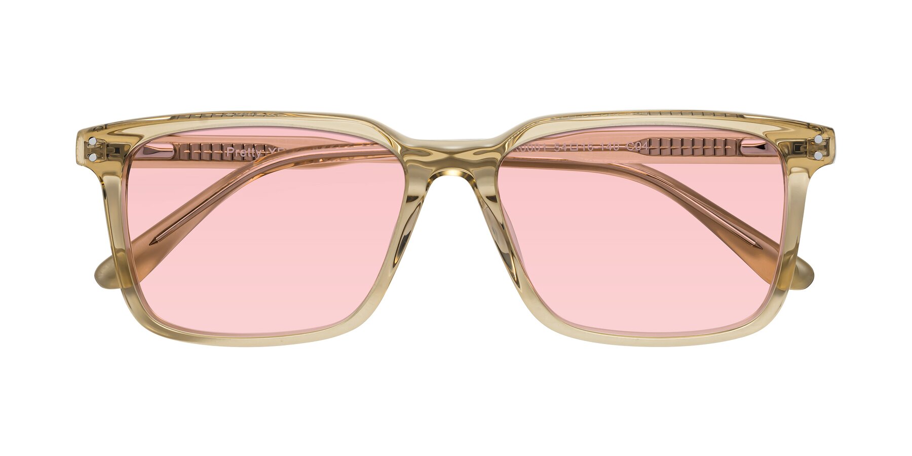 Folded Front of Pretty in Champagne with Light Garnet Tinted Lenses