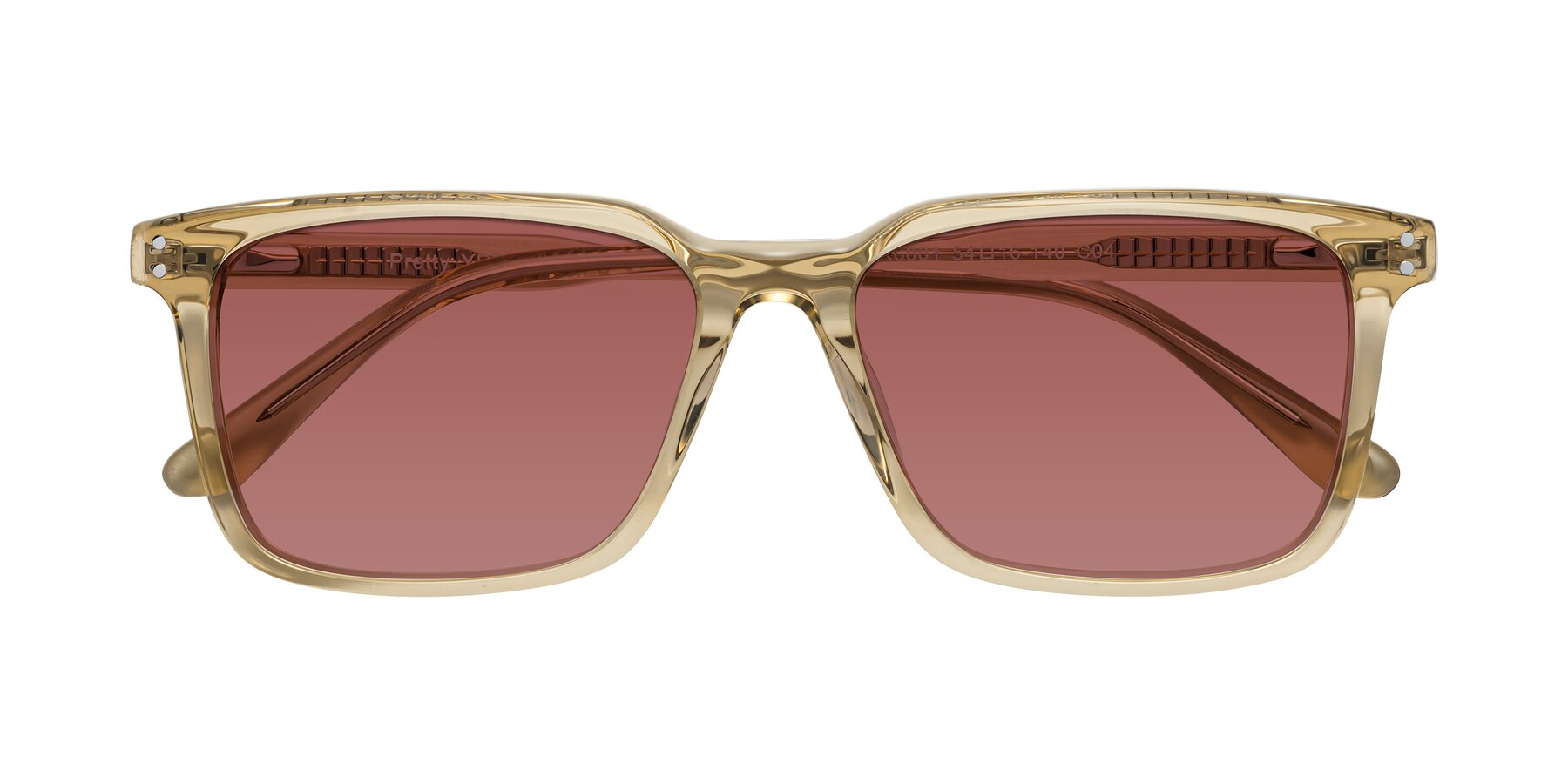 Folded Front of Pretty in Champagne with Garnet Tinted Lenses