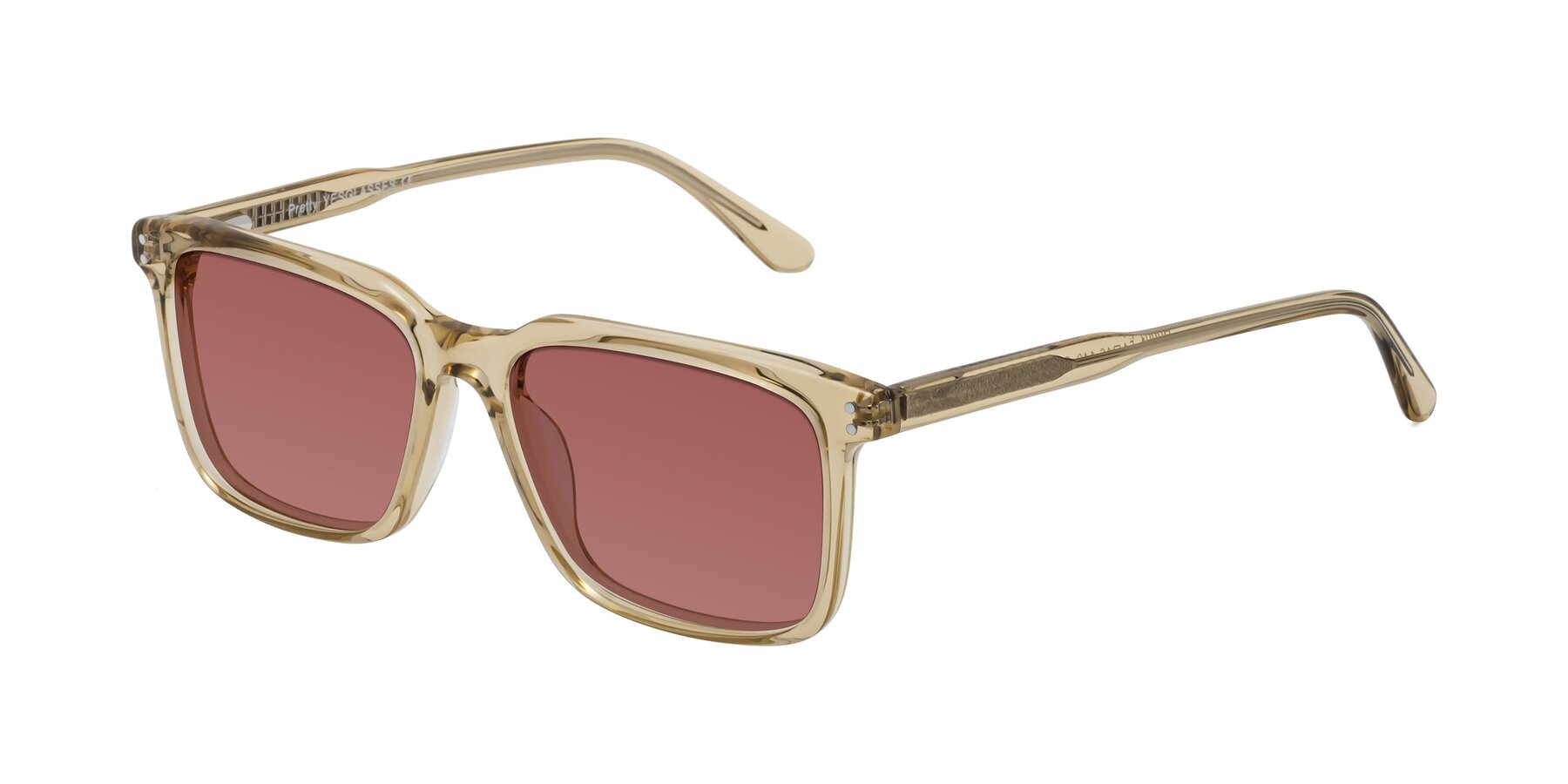 Angle of Pretty in Champagne with Garnet Tinted Lenses