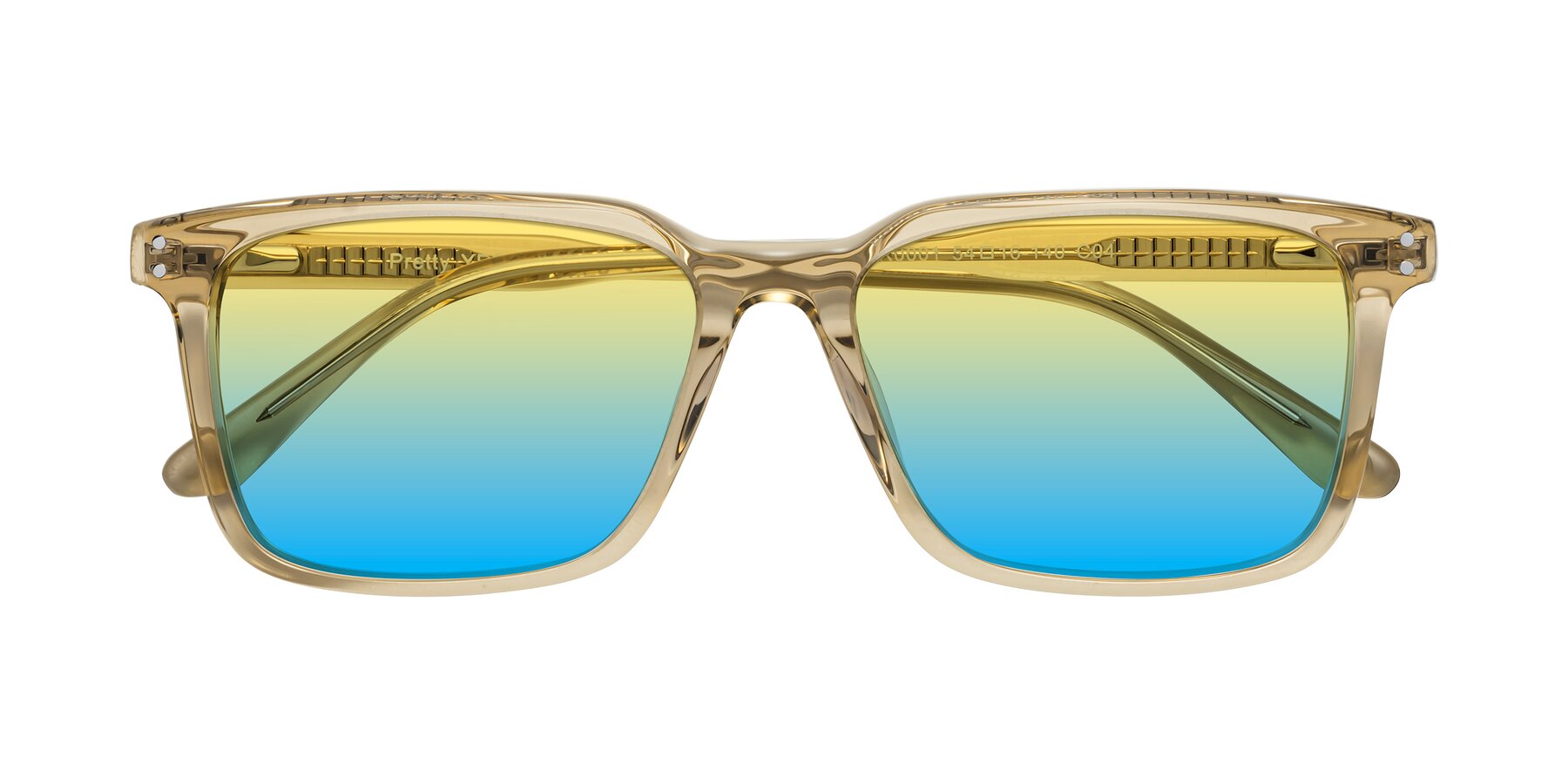 Folded Front of Pretty in Champagne with Yellow / Blue Gradient Lenses