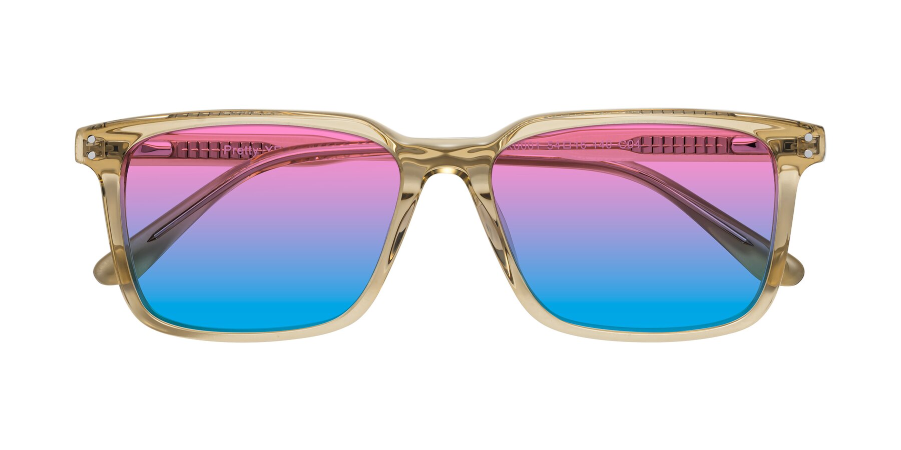 Folded Front of Pretty in Champagne with Pink / Blue Gradient Lenses