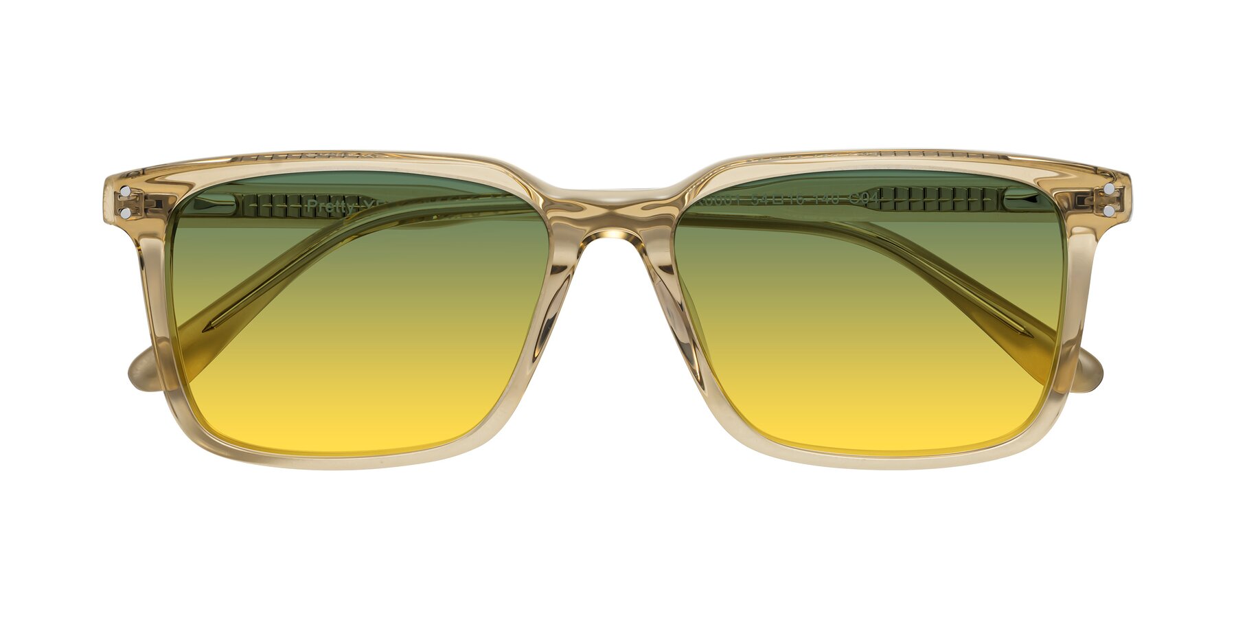 Folded Front of Pretty in Champagne with Green / Yellow Gradient Lenses