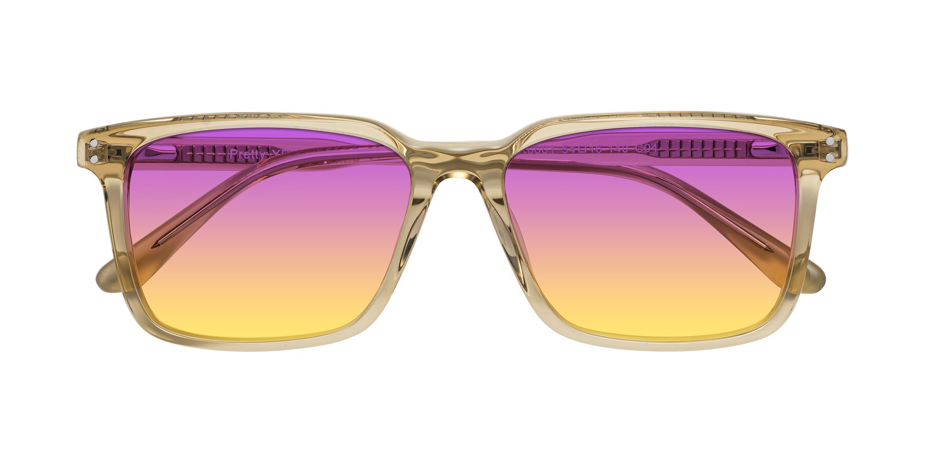 Folded Front of Pretty in Champagne with Purple / Yellow Gradient Lenses