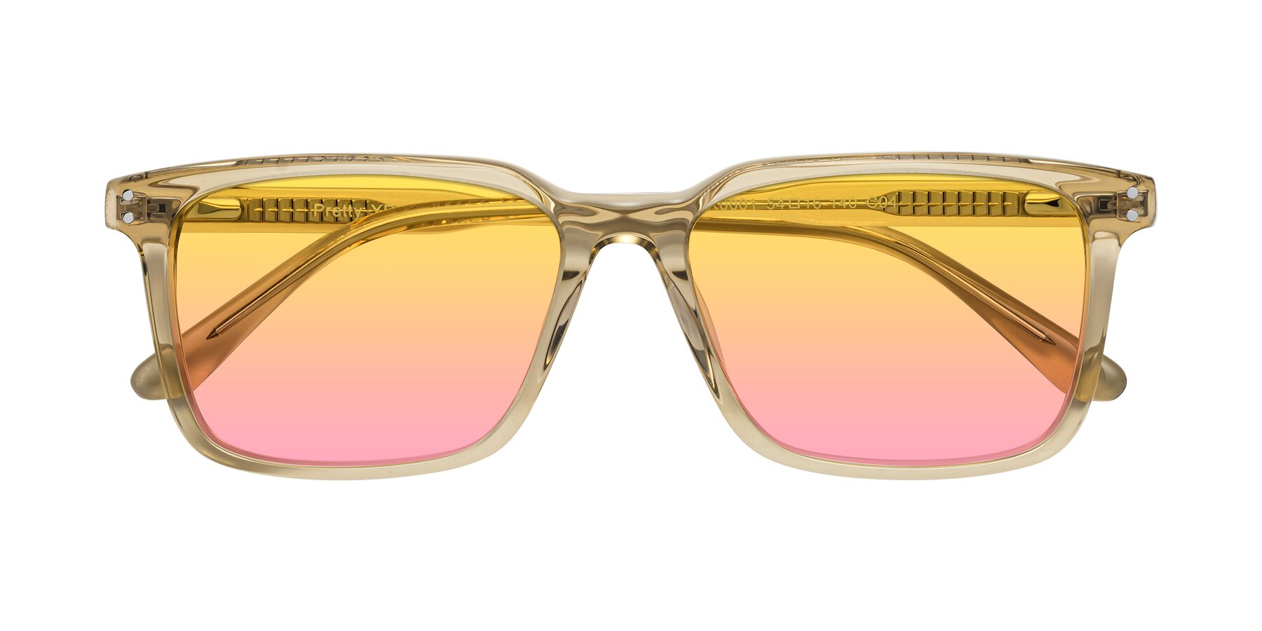 Folded Front of Pretty in Champagne with Yellow / Pink Gradient Lenses