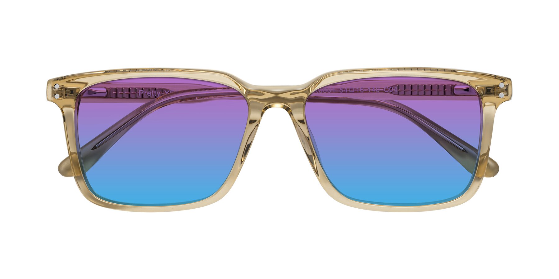 Folded Front of Pretty in Champagne with Purple / Blue Gradient Lenses