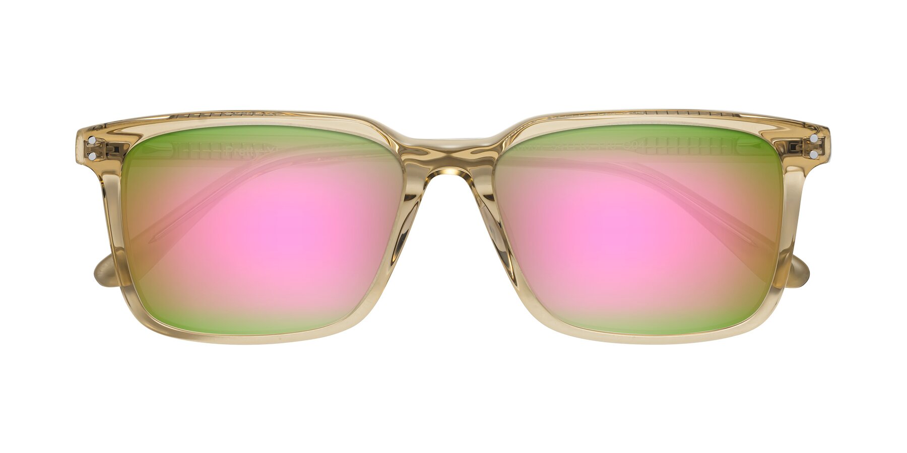 Folded Front of Pretty in Champagne with Pink Mirrored Lenses