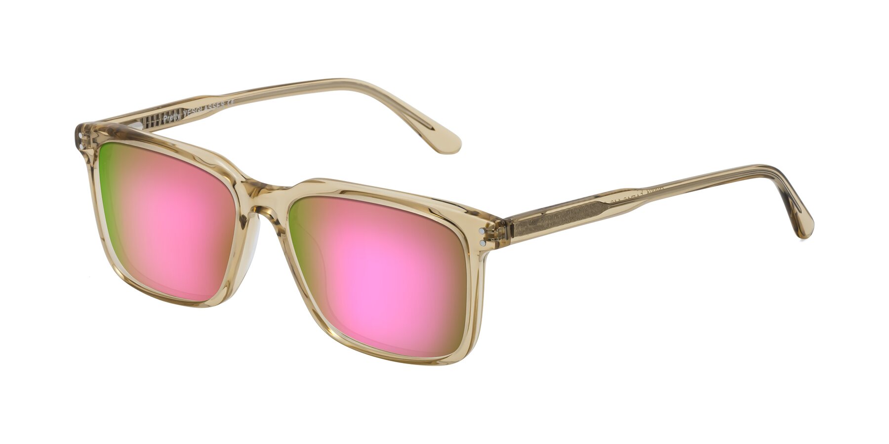 Angle of Pretty in Champagne with Pink Mirrored Lenses