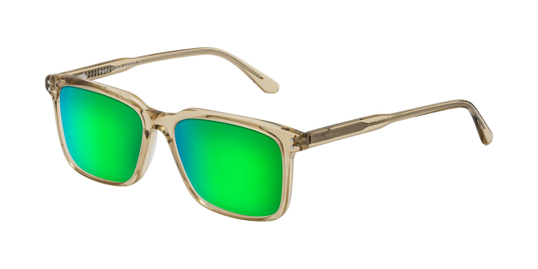 Angle of Pretty in Champagne with Green Mirrored Lenses