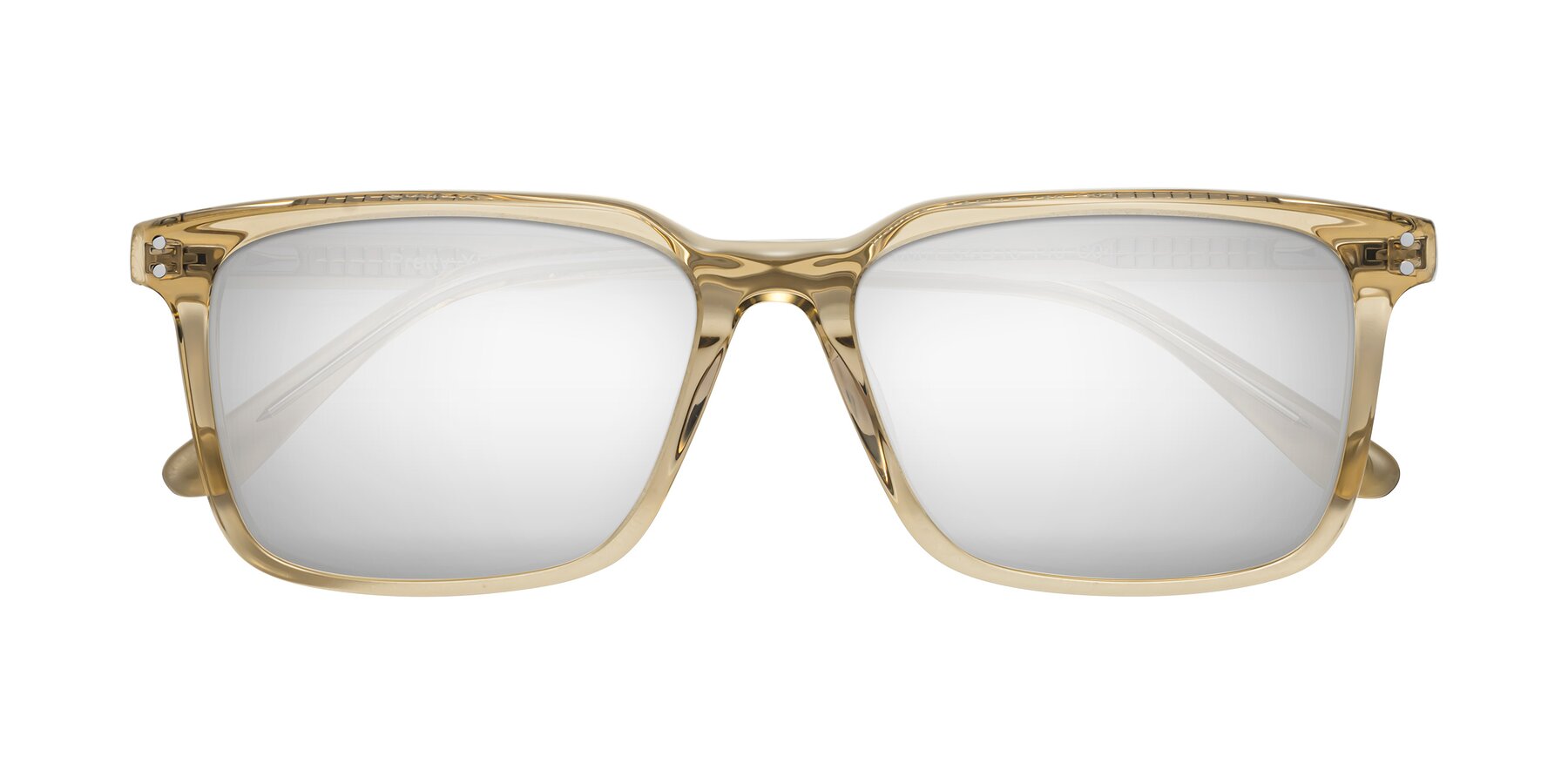 Folded Front of Pretty in Champagne with Silver Mirrored Lenses