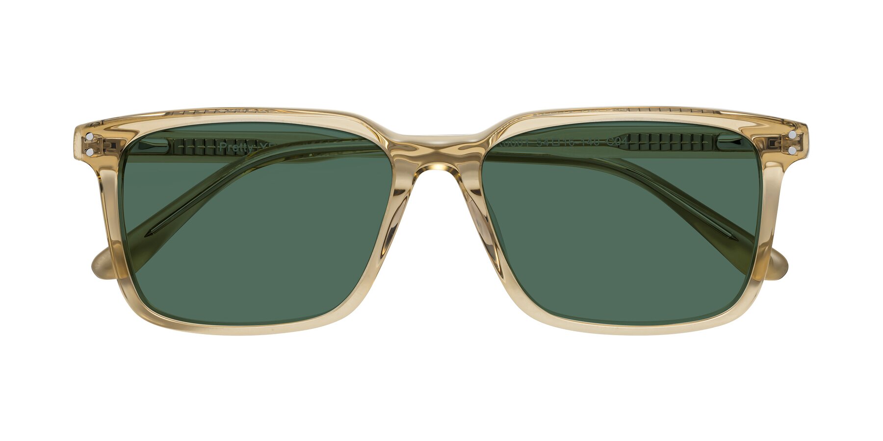 Folded Front of Pretty in Champagne with Green Polarized Lenses