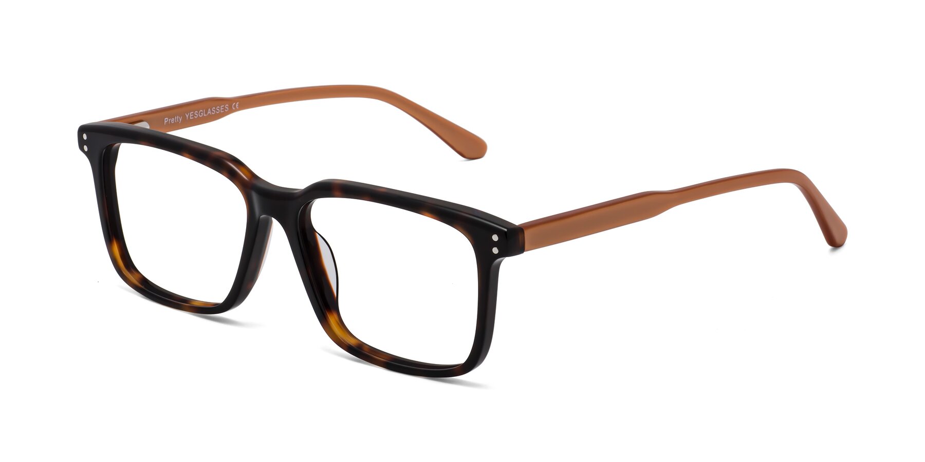 Angle of Pretty in Tortoise-Caramel with Clear Blue Light Blocking Lenses