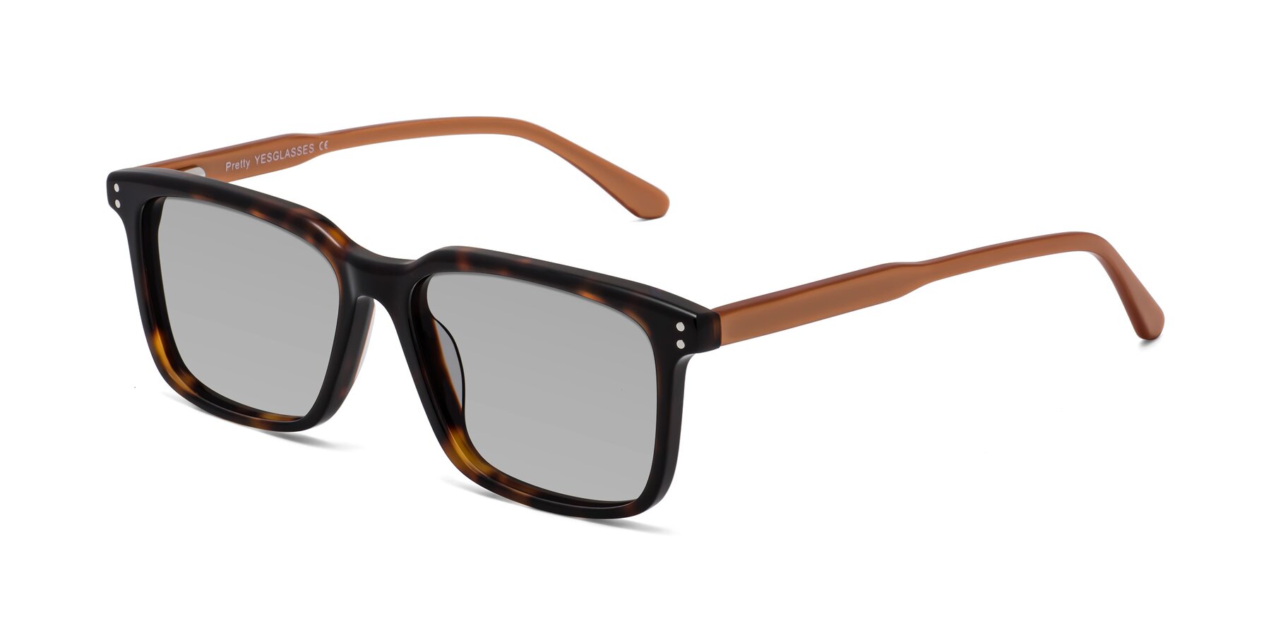 Angle of Pretty in Tortoise-Caramel with Light Gray Tinted Lenses