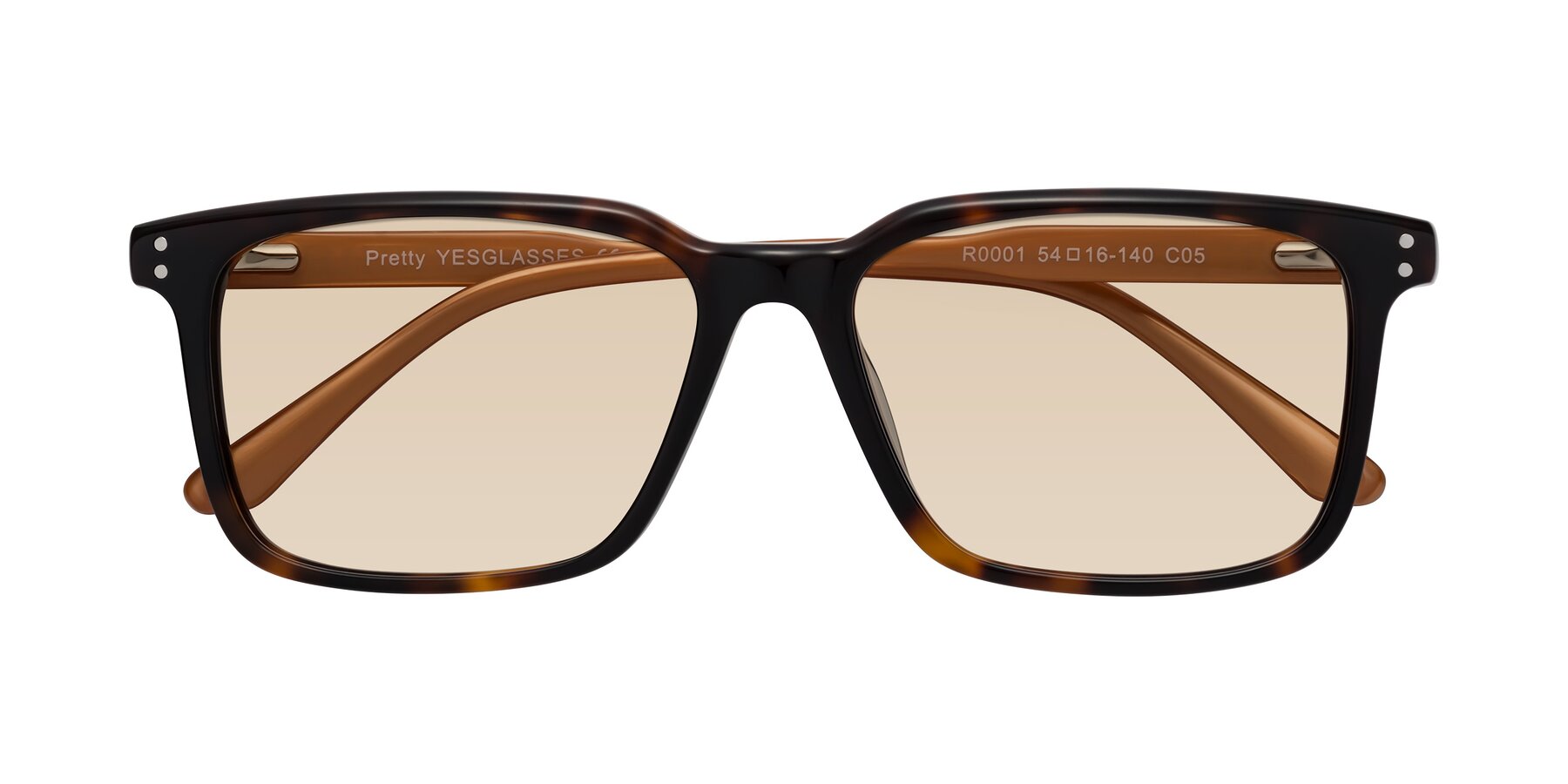 Folded Front of Pretty in Tortoise-Caramel with Light Brown Tinted Lenses