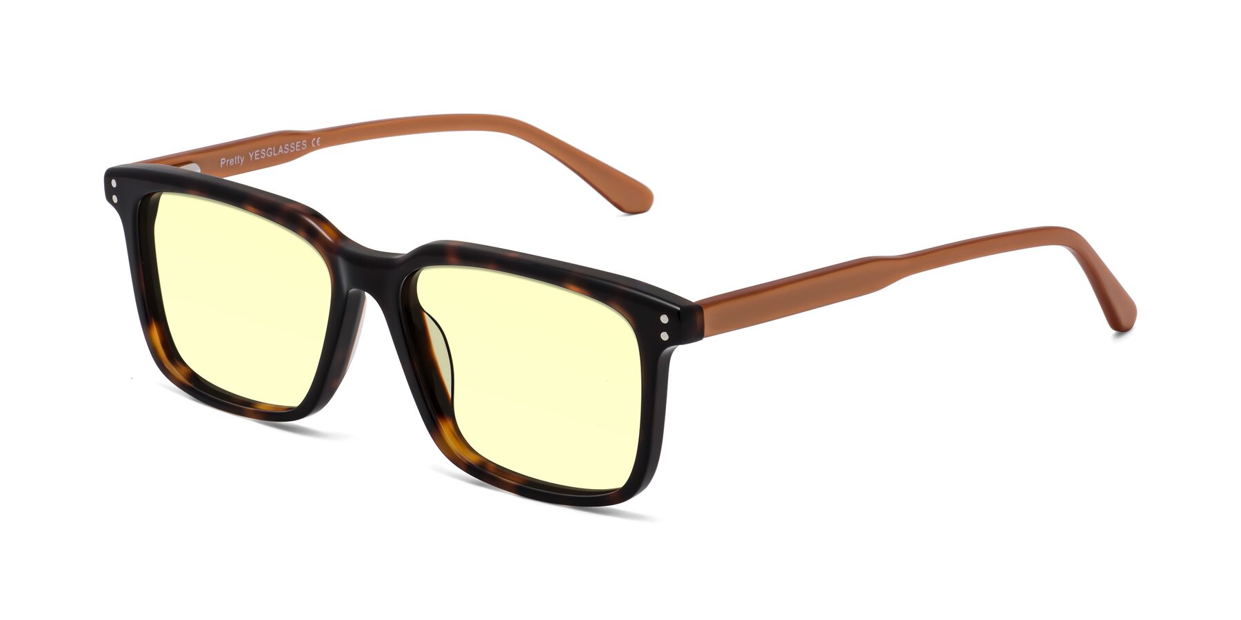 Angle of Pretty in Tortoise-Caramel with Light Yellow Tinted Lenses