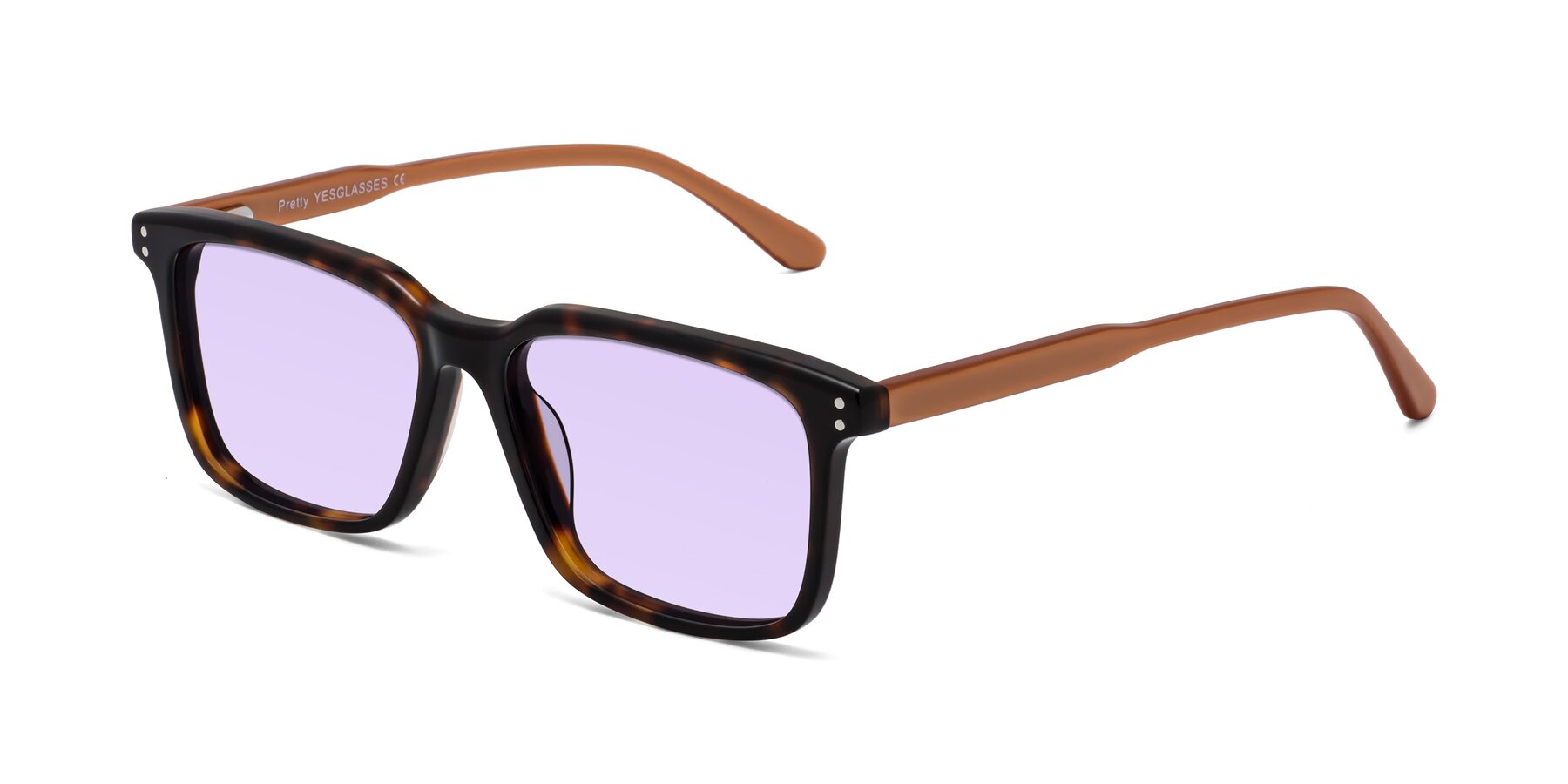 Angle of Pretty in Tortoise-Caramel with Light Purple Tinted Lenses