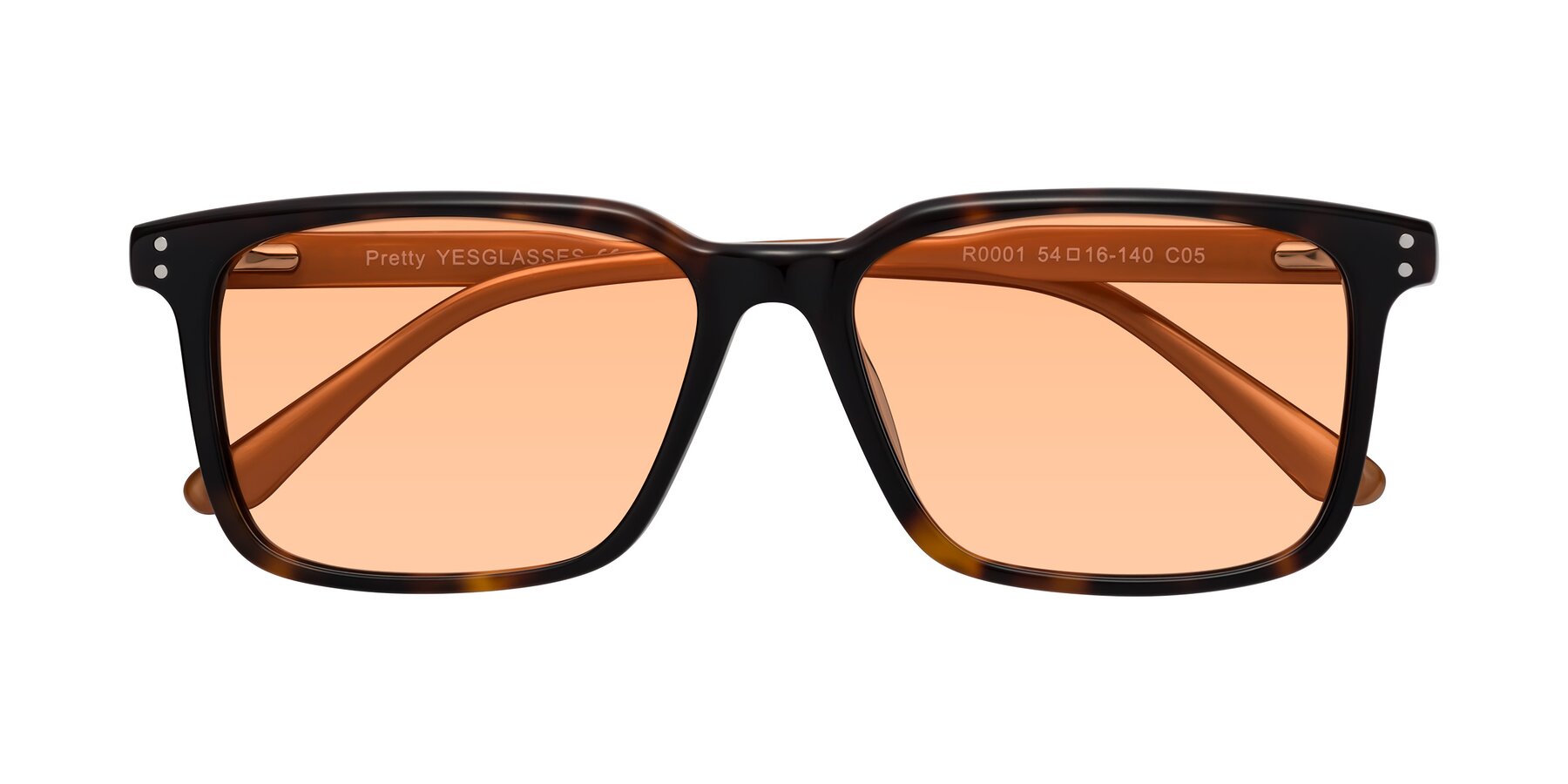 Folded Front of Pretty in Tortoise-Caramel with Light Orange Tinted Lenses