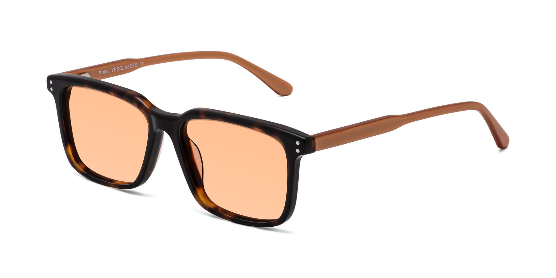 Angle of Pretty in Tortoise-Caramel with Light Orange Tinted Lenses